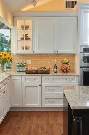 white painted cabinets in transitional Shaker style