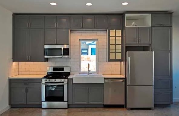 With one-wall kitchen designs all work areas and appliances are along one wall