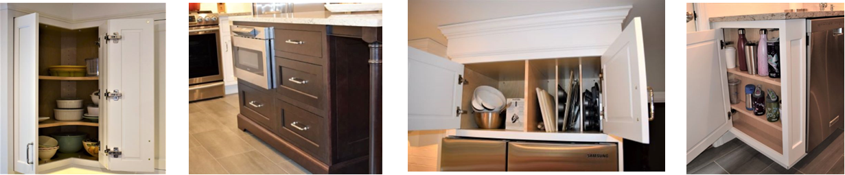 Several creative kitchen cabinet storage solutions